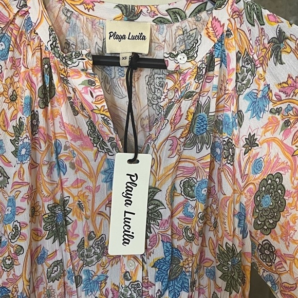 Playa Lucila Dress Floral Short Sleeve Midi‎ Sz XS - Picture 10 of 12